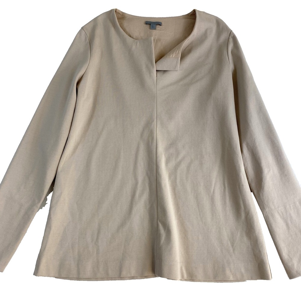COS Blouse Top Sweater Women Sz L Light Pink Lagenlook Long Sleeve 100% Cotton